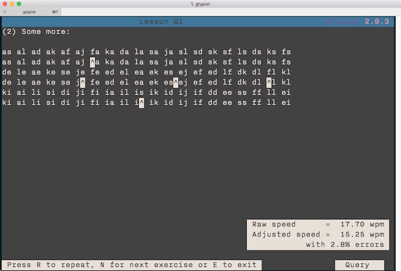 gtypist screenshot