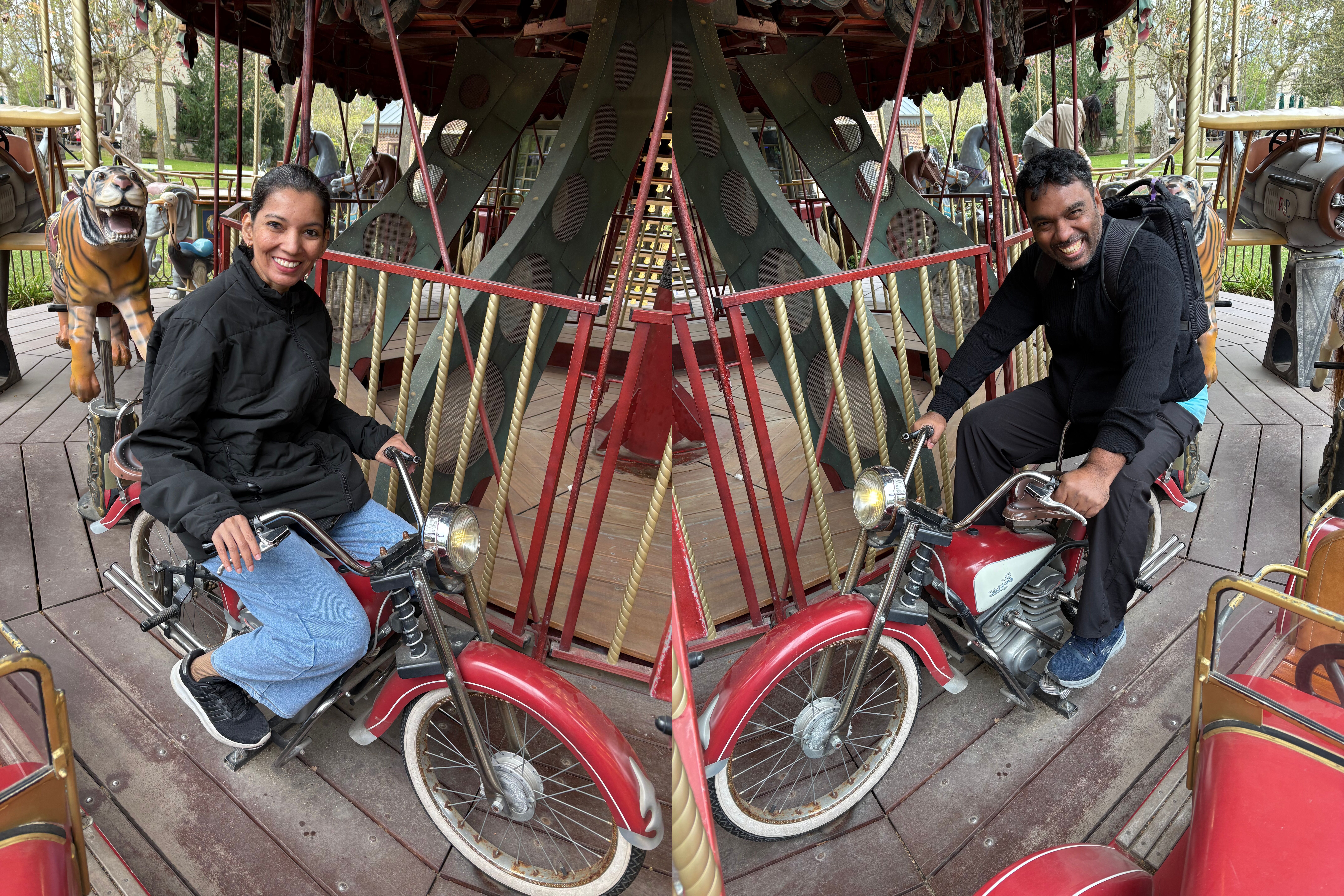 Diptych of Abby and me, on joyride