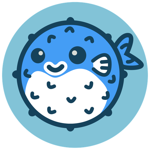 Blowfish Hugo theme logo, a pufferfish in blue and white